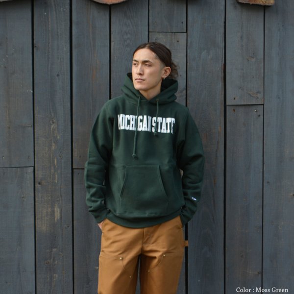 画像7: Champion(チャンピオン)”New” REVERSE WEAVE PULLOVER HOODED SWEATSHIRT(リバースウィーブプルオーバーフーデットスウェットシャツ)"MICHIGAN STATE・Made in USA" / Moss Green(モスグリーン) (7)