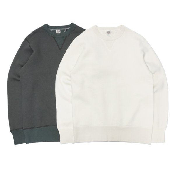 画像1: BARNS OUTFITTERS (バーンズアウトフィッターズ) STANDARD COZUN GUSSET CREW NECK SWEAT (はめ込み両Vガゼットクルーネックスウェット）/ Black（ブラック）・Natural（ナチュラル） (1)