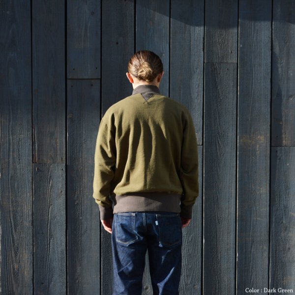 画像9: Nigel Cabourn(ナイジェルケーボン)HIGH NECK SHIRT(ハイネックシャツ)"TWO TONE" / Dark Green(ダークグリーン) (9)