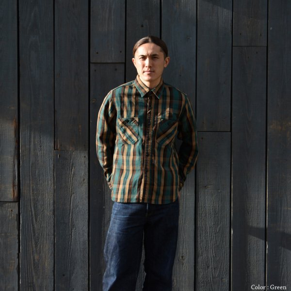 画像10: STUDIO D'ARTISAN(ステュディオ・ダ・ルチザン)Heavy Wight  Flannel Shirt (ヘビーウェイトフランネルシャツ)/Yellow(イエロー)・Green(グリーン) (10)
