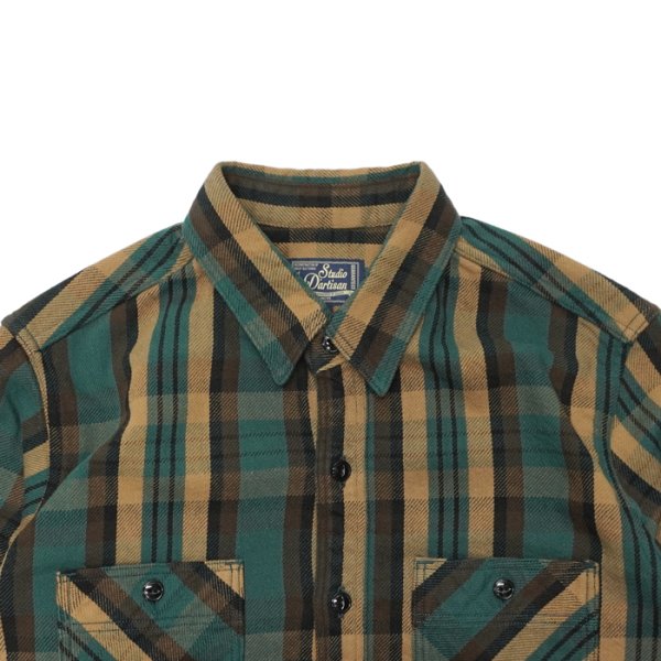 画像7: STUDIO D'ARTISAN(ステュディオ・ダ・ルチザン)Heavy Wight  Flannel Shirt (ヘビーウェイトフランネルシャツ)/Yellow(イエロー)・Green(グリーン) (7)