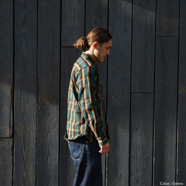 画像11: STUDIO D'ARTISAN(ステュディオ・ダ・ルチザン)Heavy Wight  Flannel Shirt (ヘビーウェイトフランネルシャツ)/Yellow(イエロー)・Green(グリーン) (11)