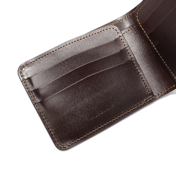 画像4: WILD SWANS(ワイルドスワンズ)WINGS(ウイングス)2つ折りウォレットコインケース無し/#8ダークバーガンディ"シェルコードバン"×Choco(チョコ)"サドルプルアップ" (4)