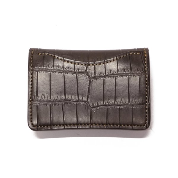 画像2: WILD SWANS(ワイルドスワンズ)TONGUE(タング)マルチコインケース/チョコ"クロコダイル"×オレンジ"ブッテーロ" (2)