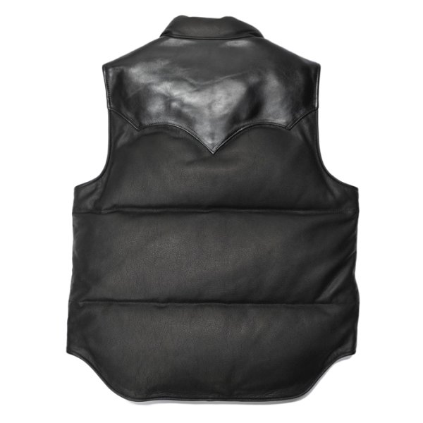 画像2: Y'2 LEATHER（ワイツーレザー）STEER OIL×HORSE HIDE DOWN VEST（ステアオイル×ホースハイドダウンベスト）/Black×Black（ブラック×ブラック） (2)