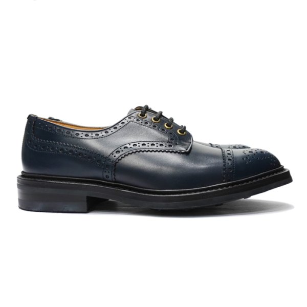 画像1: Tricker's（トリッカーズ）キャップトゥブローグシューズ（ダイナイトソール）/Navy Aniline Calf（ネイビーアニリンカーフ） (1)