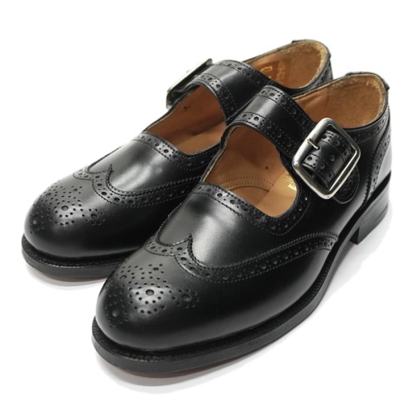画像2: Tricker's(トリッカーズ)Mary Jane Brogue Shoes(メリージェーン ブローグシューズ)レザーソール/Black Box Calf(ブラックボックスカーフ) (2)