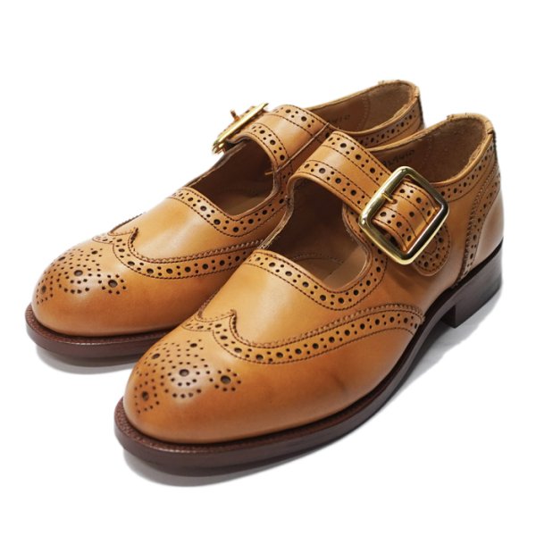 画像2: Tricker's（トリッカーズ）Mary Jane Brogue Shoes（メリージェーンブローグシューズ）レザーソール/1001 Burnished（1001バーニッシュド） (2)