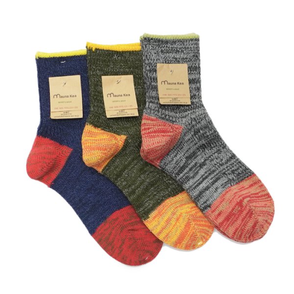 画像2: Mauna Kea（マウナケア）マルチカラーウール3面切替えソックス"レディース" / Navy（ネイビー）※3足までメール便発送可※ (2)