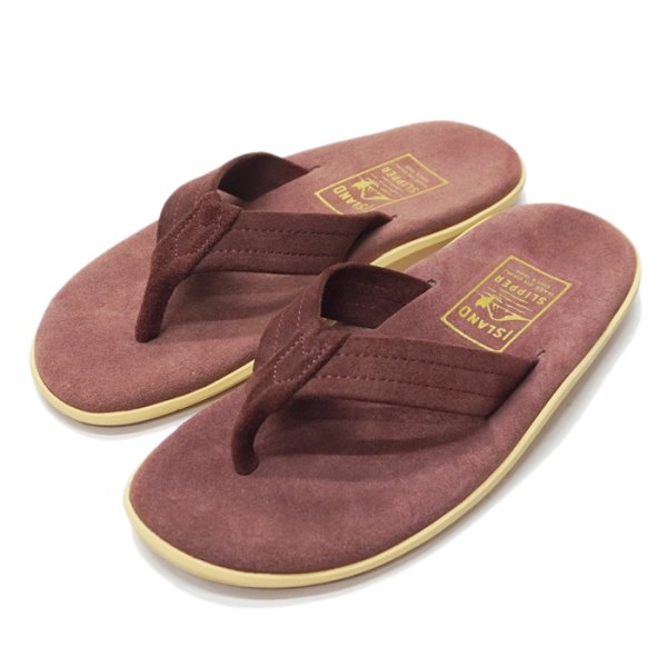 画像1: ISLAND SLIPPER（アイランドスリッパ）PT203 (レザートングサンダル) "Suede" / Burgundy（バーガンディ） (1)