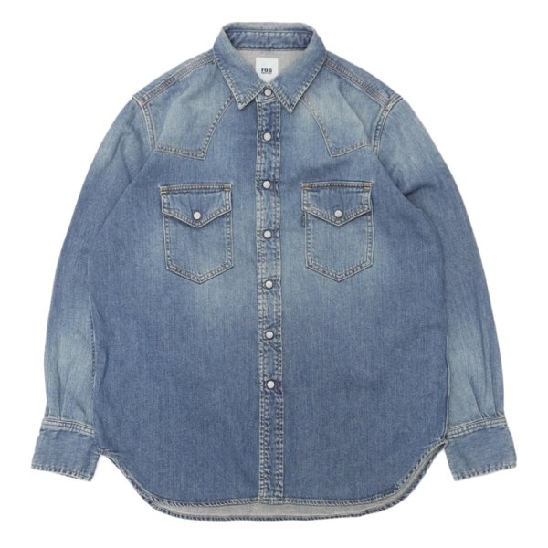画像1: F.O.B FACTORY（エフオービーファクトリー）DENIM WESTERN SHIRT（デニムウエスタンシャツ）”8oz Wash Denim" / Blue（ブルー） (1)