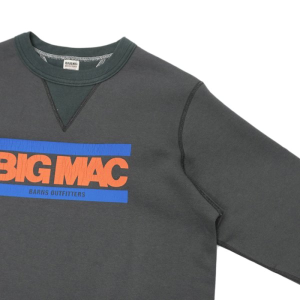 画像4: BARNS OUTFITTERS×BIG MAC(バーンズアウトフィッターズ×ビックマック)STANDARD COZUN GUSSET PRINT CREW NECK SWEAT(はめ込み両Vガゼットクルーネックスウェット)/ Black(ブラック) (4)