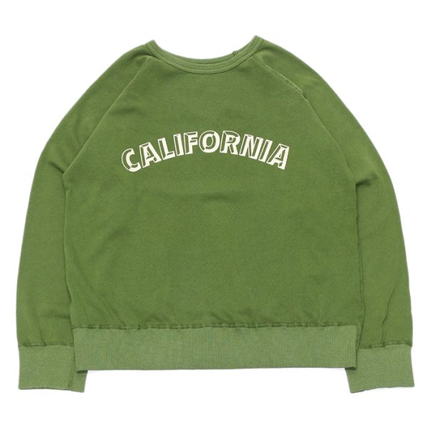 画像1: Mixta（ミクスタ）Print Raglan Crew Sweat（プリント付きラグランクルースウェット）"CALIFORNIA 3D"/Green Tea（グリーンティー）※Lサイズのみ (1)