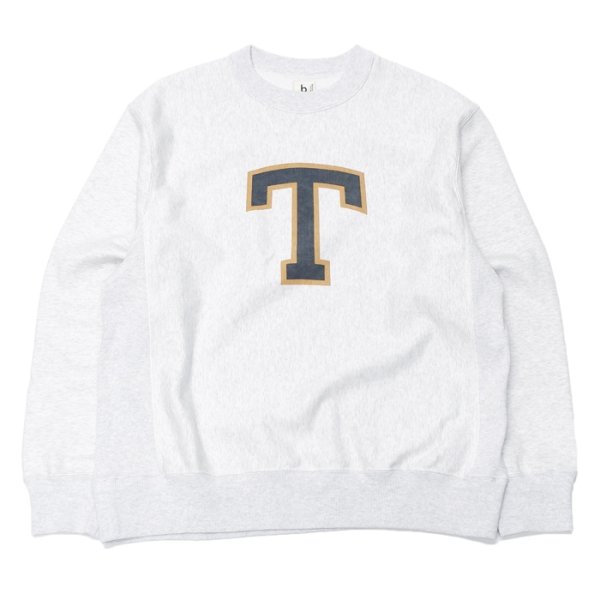 画像2: ※Exclusive※ blurhmsROOTSTOCK(ブラームスルーツストック)Soft&Hard Sweat Crew Neck P.O "T-50"(ソフト&ハードスウェットクルーネックプルオーバー"T-50")Heather White / Navy×Yellow(ネイビー×イエロー) (2)