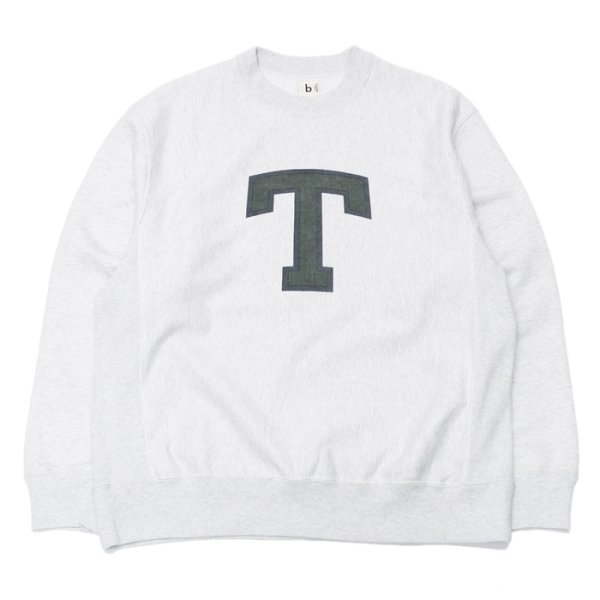 画像2: ※Exclusive※ blurhmsROOTSTOCK（ブラームスルーツストック）Soft&Hard Sweat Crew Neck P.O "T-50"（ソフト&ハードスウェットクルーネックプルオーバー"T-50"）Heather White / Green×Navy（グリーン×ネイビー） (2)