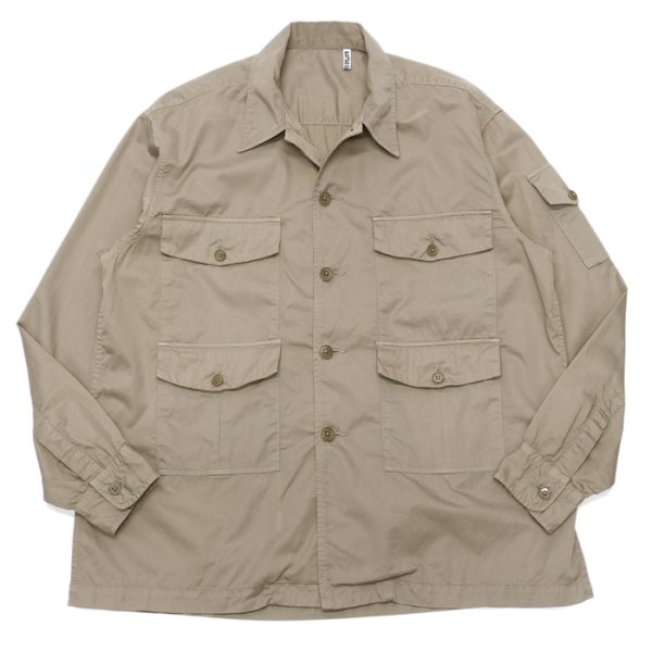 画像1: KAPTAIN SUNSHINE（キャプテンサンシャイン）Garment Dyed Safari Shirt Jacket（ガーメントダイドサファリシャツジャケット）FINX SATIN CLOTH/Taupe（トープ） (1)