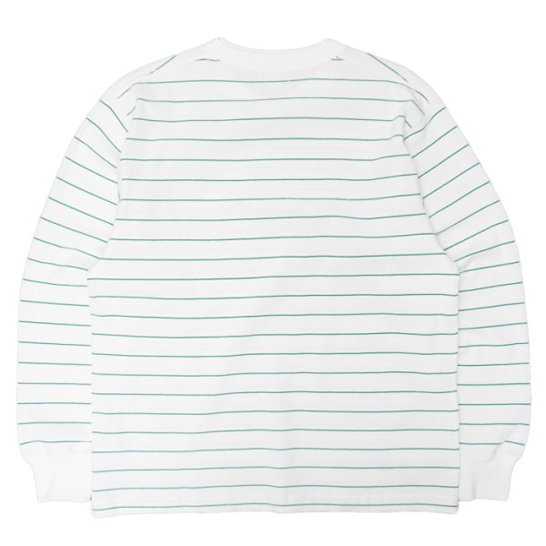 画像2: L.L.Bean(エルエルビーン)Union Striped Long Sleeve Tee(ユニオン ストライプロングスリーブT)"Japan Edition" / White×Lt,Green(ホワイト×ライトグリーン) (2)