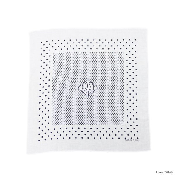 画像6: 【PointUp10%11/10迄】Post O'Alls(ポストオーバーオールズ)POST Bandana Hankie-original 1993 design-(ポスト・バンダナハンキー)Cotton Sheeting/Navy(ネイビー)・Charcoal(チャコールグレー)・White(ホワイト)※メール便発送可※ (6)