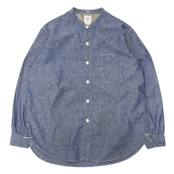 画像1: Post O'Alls（ポストオーバーオールズ）Band Collar Shirt（バンドカラーシャツ）"Classic Chambray" / Indigo（インディゴ） (1)