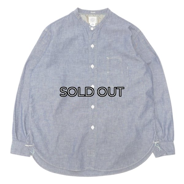 画像1: Post O'Alls（ポストオーバーオールズ）Band Collar Shirt（バンドカラーシャツ）"Classic Chambray" / Indigo（インディゴ） (1)