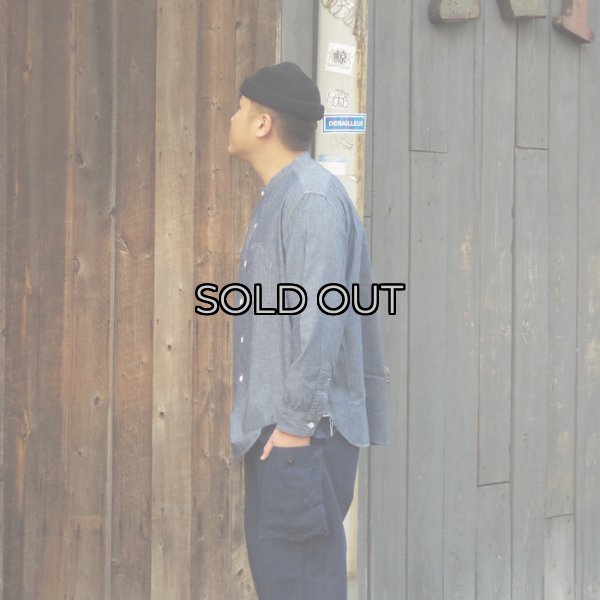 画像8: Post O'Alls（ポストオーバーオールズ）Band Collar Shirt（バンドカラーシャツ）"Classic Chambray" / Indigo（インディゴ） (8)