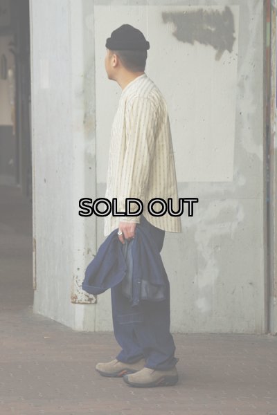 画像8: Post O'Alls（ポストオーバーオールズ）Band Collar Shirt（バンドカラーシャツ）"Stripe Shirting" / Natural（ナチュラル） (8)