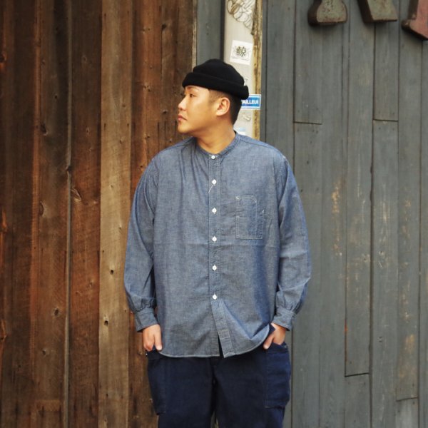 画像7: 【PointUp10%11/10迄】Post O'Alls(ポストオーバーオールズ)Band Collar Shirt(バンドカラーシャツ)"Classic Chambray" / Indigo(インディゴ) (7)