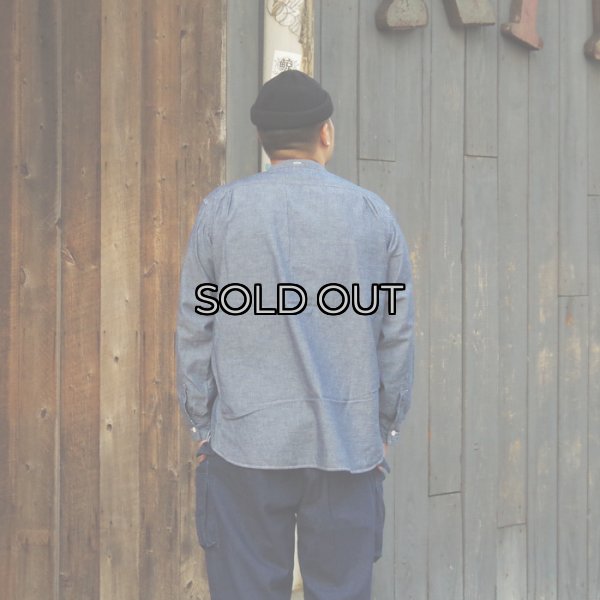 画像9: Post O'Alls（ポストオーバーオールズ）Band Collar Shirt（バンドカラーシャツ）"Classic Chambray" / Indigo（インディゴ） (9)