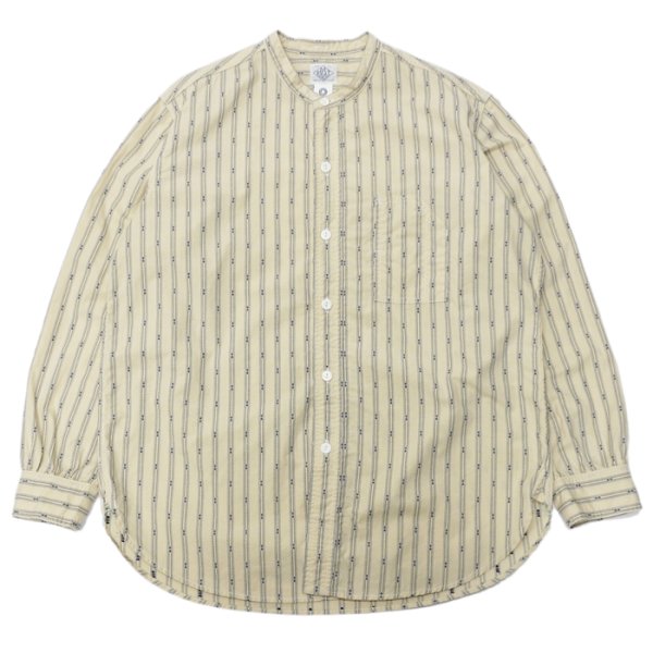 画像1: Post O'Alls（ポストオーバーオールズ）Band Collar Shirt（バンドカラーシャツ）"Stripe Shirting" / Natural（ナチュラル） (1)