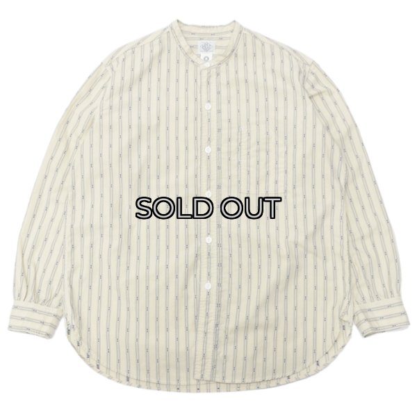 画像1: Post O'Alls（ポストオーバーオールズ）Band Collar Shirt（バンドカラーシャツ）"Stripe Shirting" / Natural（ナチュラル） (1)