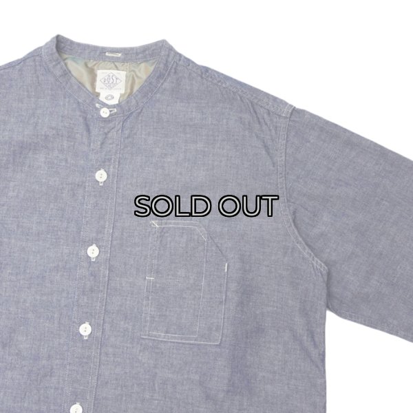 画像4: Post O'Alls（ポストオーバーオールズ）Band Collar Shirt（バンドカラーシャツ）"Classic Chambray" / Indigo（インディゴ） (4)