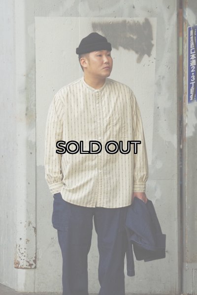 画像7: Post O'Alls（ポストオーバーオールズ）Band Collar Shirt（バンドカラーシャツ）"Stripe Shirting" / Natural（ナチュラル） (7)