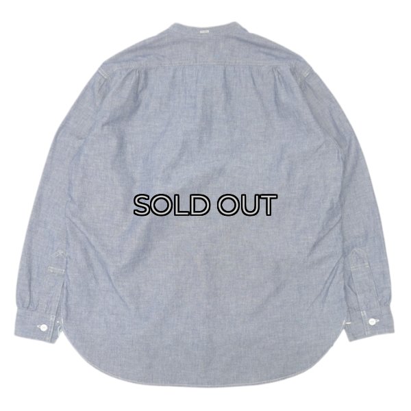 画像2: Post O'Alls（ポストオーバーオールズ）Band Collar Shirt（バンドカラーシャツ）"Classic Chambray" / Indigo（インディゴ） (2)