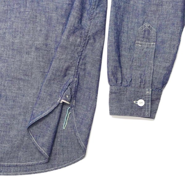 画像5: 【PointUp10%11/10迄】Post O'Alls(ポストオーバーオールズ)Band Collar Shirt(バンドカラーシャツ)"Classic Chambray" / Indigo(インディゴ) (5)