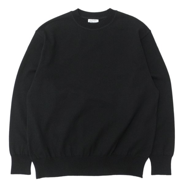 画像1: Yonetomi NEW BASIC（ヨネトミニューベーシック）WAVE COTTON KNIT PULLOVER（ウェーブコットンニットプルオーバー）/ Black（ブラック） (1)