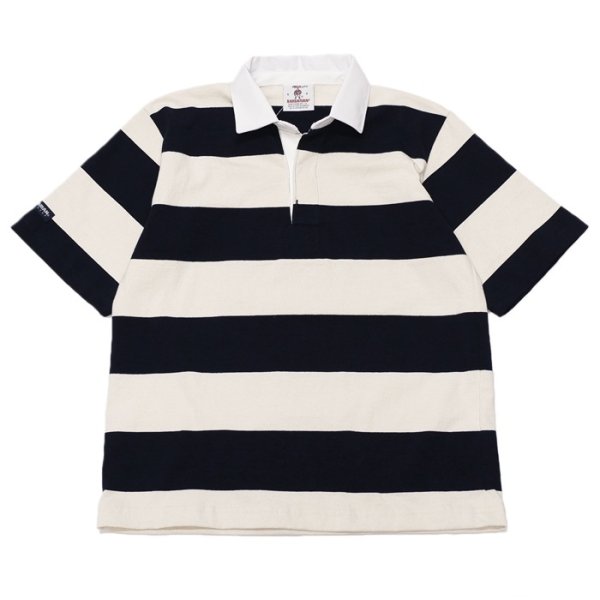 画像1: BARBARIAN（バーバリアン）カジュアルラガーシャツショートスリーブ ”TWO COLOUR STRIPES" / Navy×Ivory（ネイビー×アイボリー） (1)