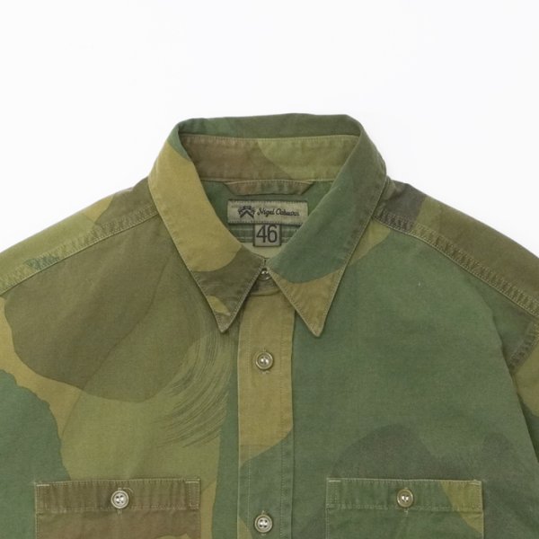 画像3: Nigel Cabourn(ナイジェル・ケーボン)UTILITY SHIRT(ユーティリティシャツ)"FADE CAMO" / Green(グリーン) (3)