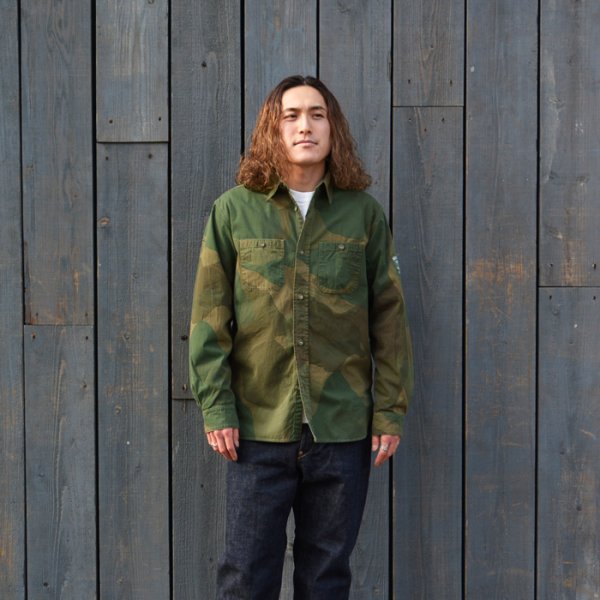 画像7: Nigel Cabourn(ナイジェル・ケーボン)UTILITY SHIRT(ユーティリティシャツ)"FADE CAMO" / Green(グリーン) (7)