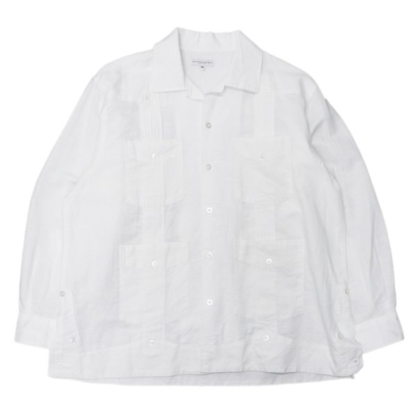 画像1: ENGINEERED GARMENTS（エンジニアードガーメンツ）Guayabera Shirt （グアヤベラシャツ）"Handkerchief Linen"/ White（ホワイト） (1)
