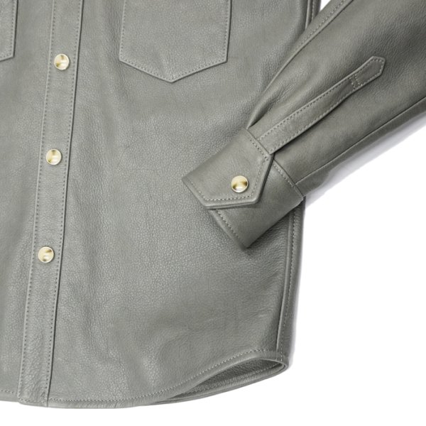 画像5: 【PointUp10%11/10迄】Y'2 LEATHER(ワイツーレザー)STEER OIL Western Shirt(ステアオイル ウエスタンシャツ)"Spring Edition" / Grey(グレー) (5)