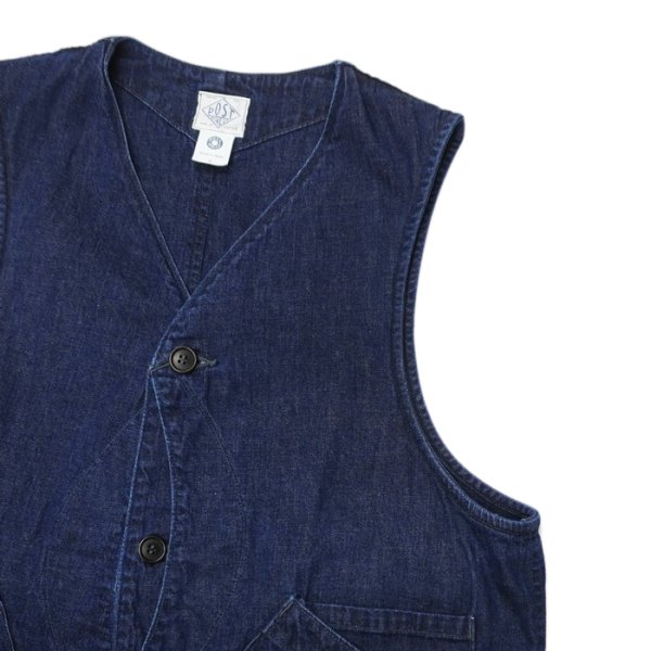 画像4: 【PointUp10%11/10迄】Post O'Alls(ポストオーバーオールズ)DEE Vest 2(ディー・ベスト 2)"8oz Denim Indigo Deep Wash" / Indigo(インディゴ) (4)