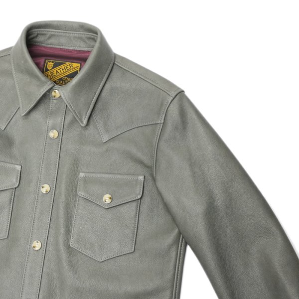 画像4: 【PointUp10%11/10迄】Y'2 LEATHER(ワイツーレザー)STEER OIL Western Shirt(ステアオイル ウエスタンシャツ)"Spring Edition" / Grey(グレー) (4)