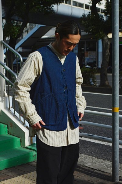 画像11: 【PointUp10%11/10迄】Post O'Alls(ポストオーバーオールズ)DEE Vest 2(ディー・ベスト 2)"8oz Denim Indigo Deep Wash" / Indigo(インディゴ) (11)