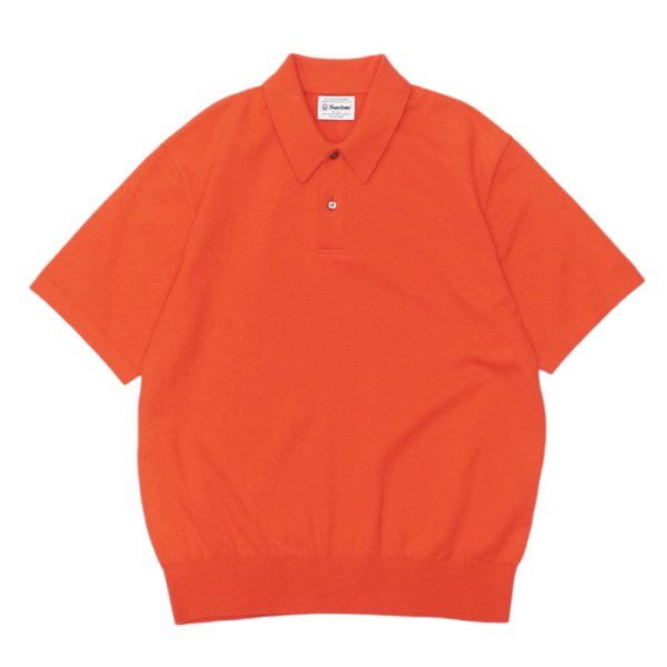 画像1: Yonetomi NEW BASIC（ヨネトミニューベーシック）LIGHT WAVE COTTON KNIT POLO（ライトウェーブコットンニットポロシャツ）/ Orange（オレンジ） (1)