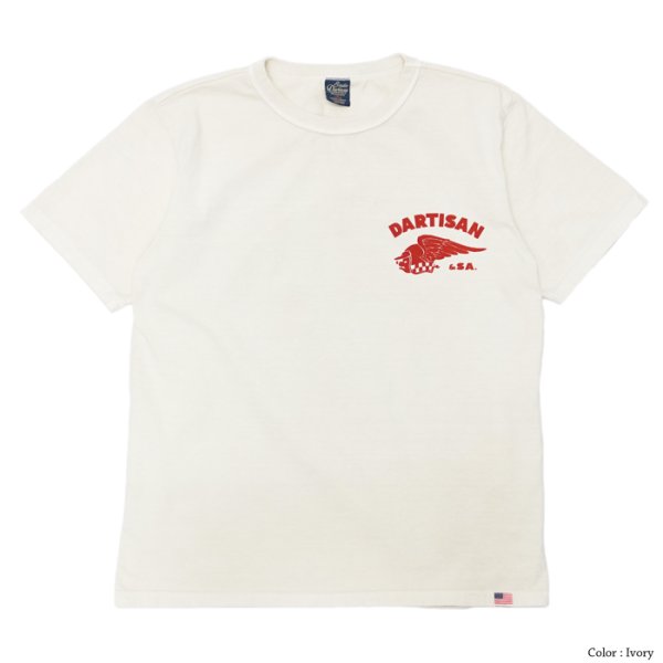 画像2: STUDIO D'ARTISAN(ステュディオ・ダ・ルチザン)USAコットンプリントTシャツ / Ivory(アイボリー)・Navy(ネイビー) (2)