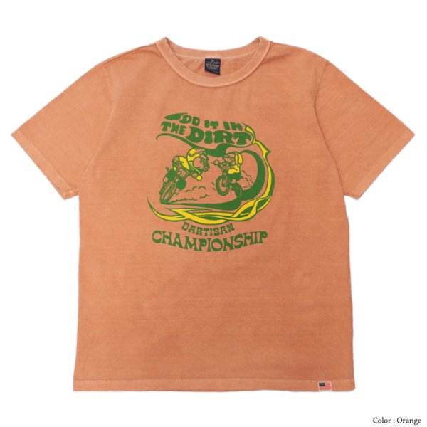 画像2: STUDIO D'ARTISAN(ステュディオ・ダ・ルチザン)USAコットンプリントTシャツ / White(ホワイト)・Orange(オレンジ) (2)