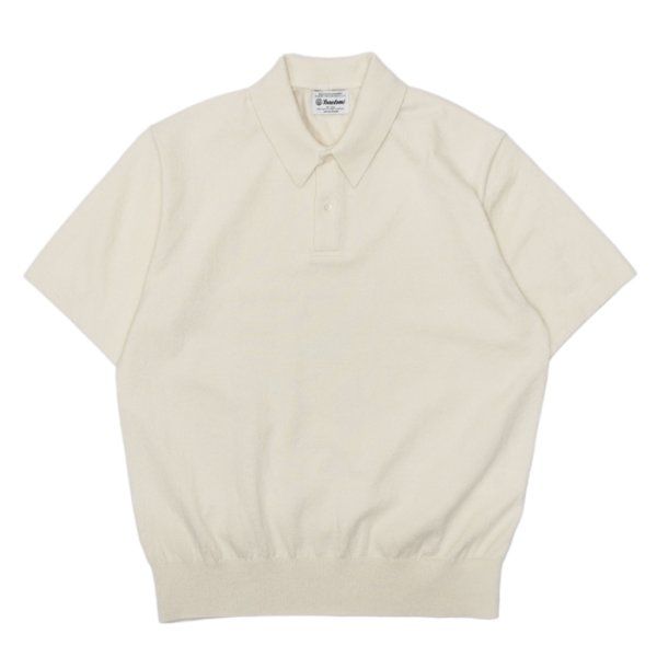 画像1: Yonetomi NEW BASIC（ヨネトミニューベーシック）LIGHT WAVE COTTON KNIT POLO（ライトウェーブコットンニットポロシャツ）/ Ecru（エクリュ） (1)