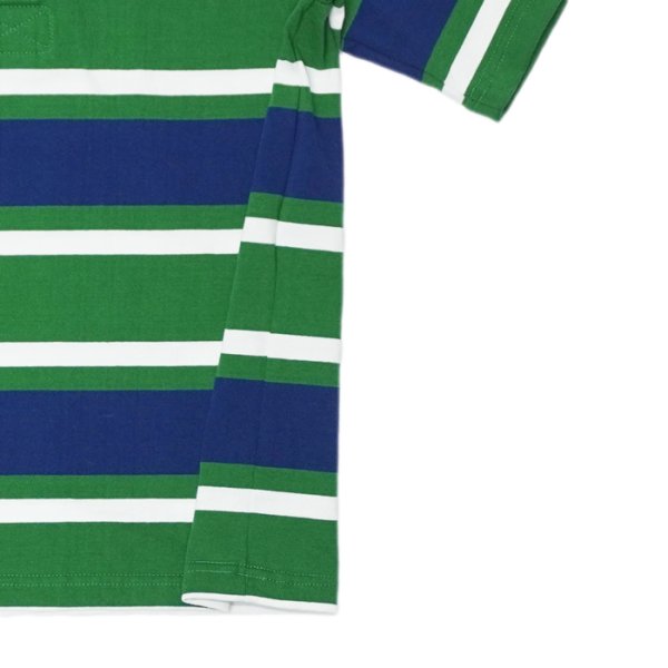 画像5: BARBARIAN(バーバリアン)Light Weight Rugby Collar Shirt S/S(ライトウェイト ラグビーカラーシャツS/S) ”Bold Soho Stripes" / Pine×White×Dark Ocean(ペイン×ホワイト×ダークオーシャン)  (5)