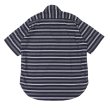 画像2: Post O'Alls（ポストオーバーオールズ）No,1 Shirt S/S（No,1シャツ S/S）"Holizontal Stripe" / Navy（ネイビー） (2)