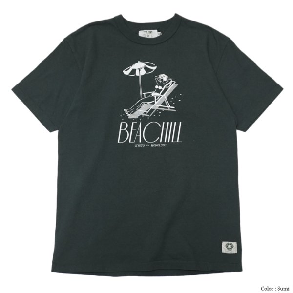 画像2: free rage（フリーレイジ）リサイクルコットンプリントTee"BEACHILL" / White（ホワイト）・Sumi（スミクロ） (2)